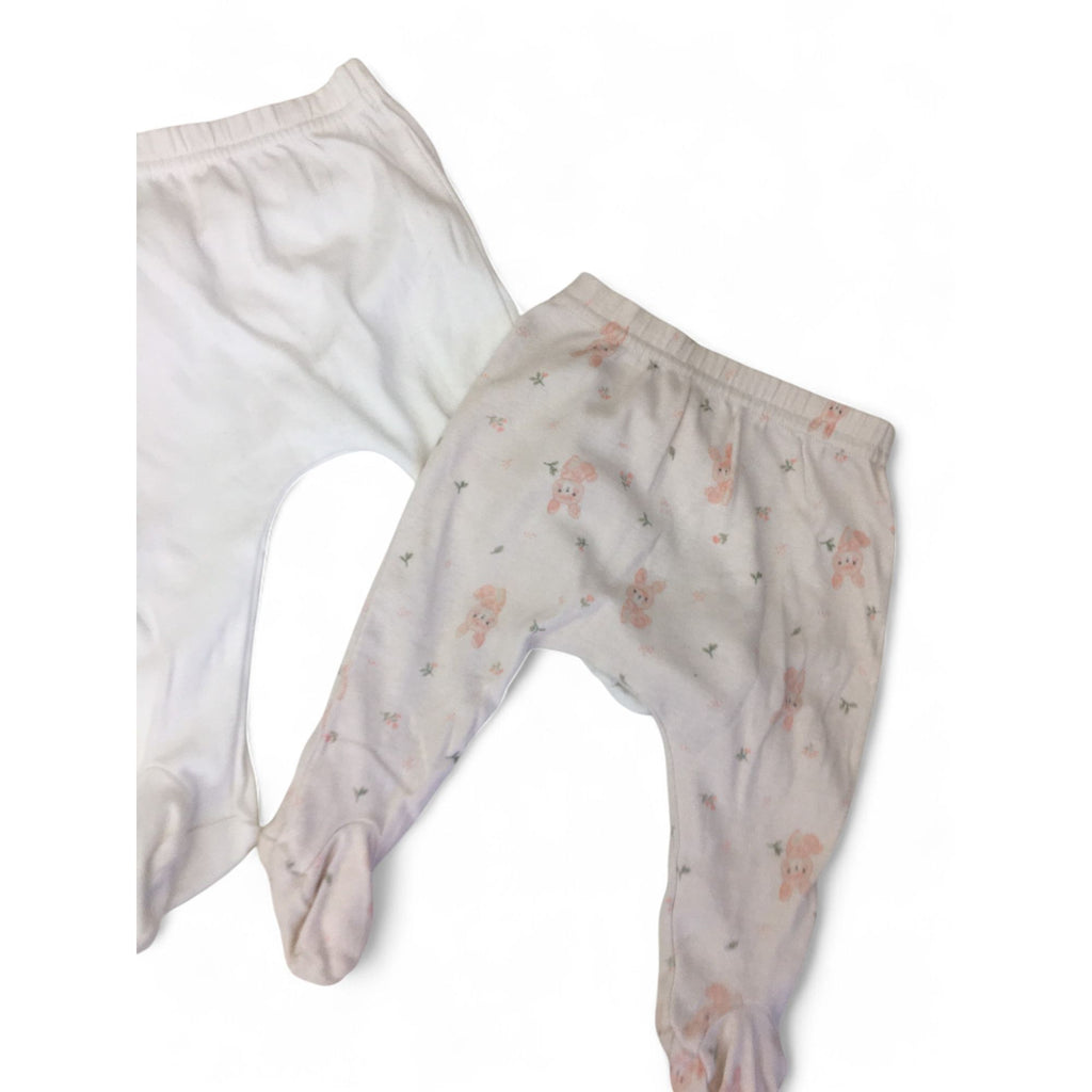 1-3M Pink Pastel Bunny & White Footed Leggings - Woolworths