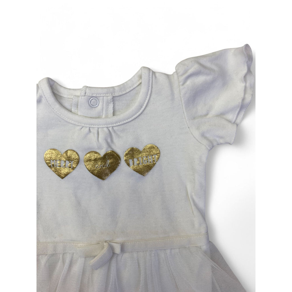 1-3M White Tulle "Merry & Bright" Romper - Woolworths