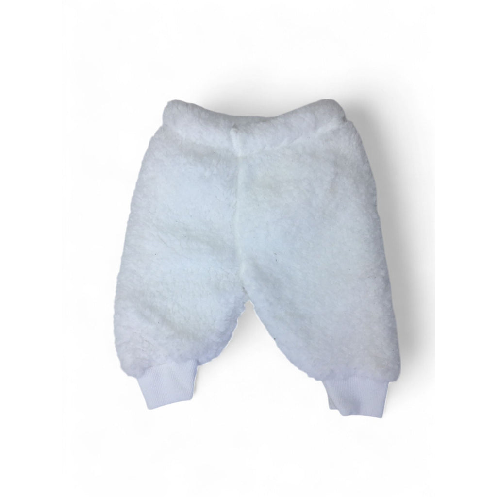 0-3M White Teddy Fleece Pants - Cuddlesome