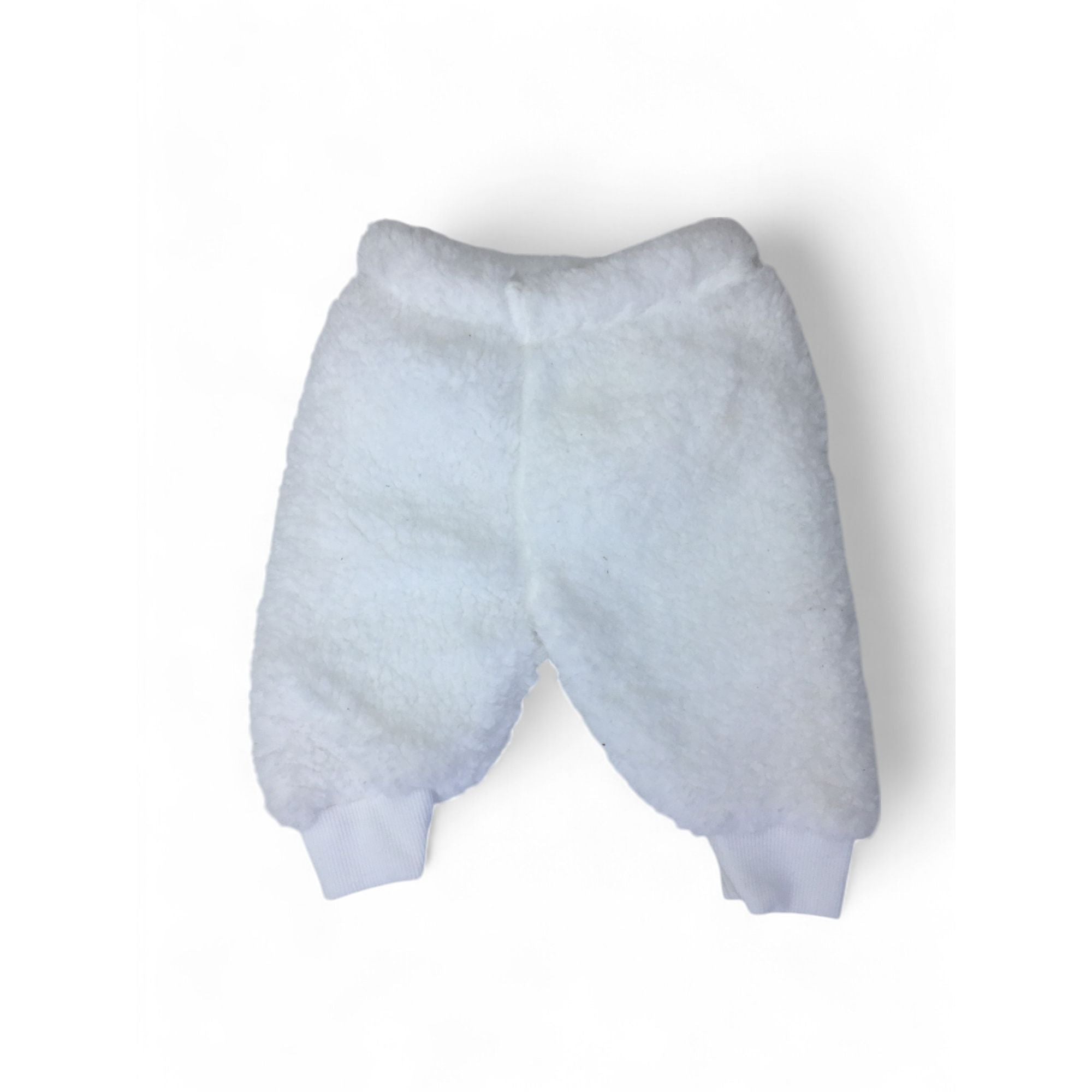 0-3M White Teddy Fleece Pants - Cuddlesome