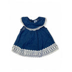 0-3M Dark Blue Denim & Lace Trim Dress - Ackermans