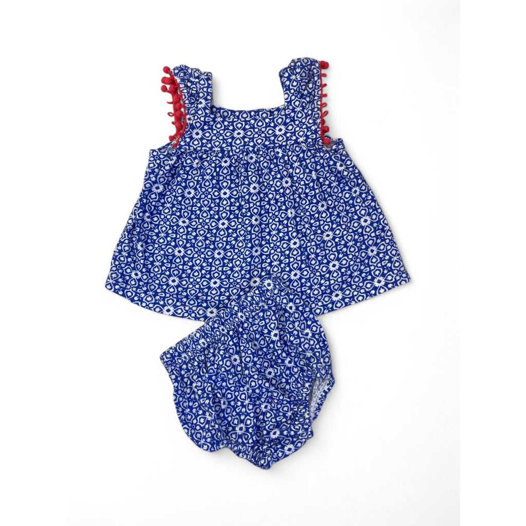 1-3M Blue & White Geometric Print Tunic & Bloomer - Woolworths