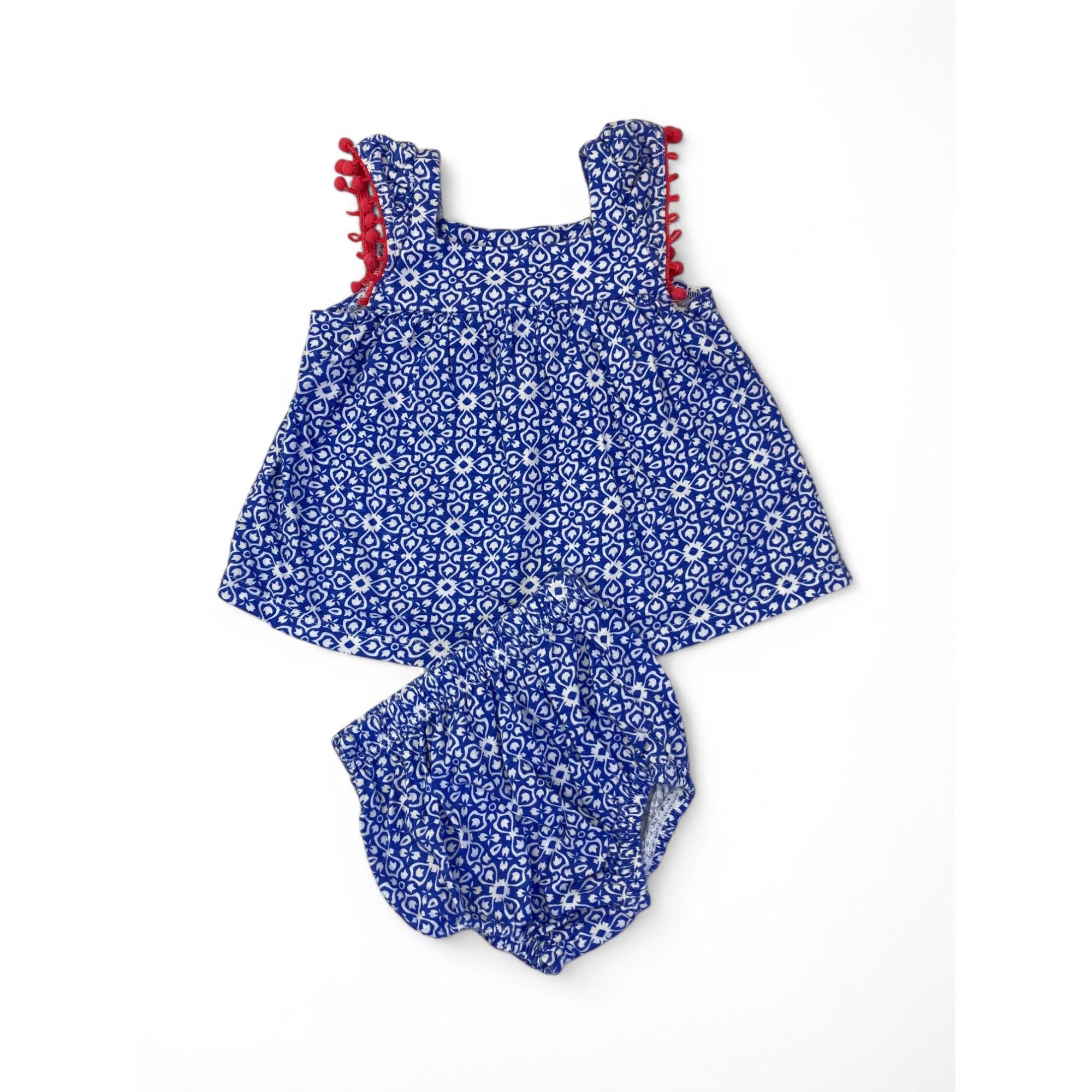 1-3M Blue & White Geometric Print Tunic & Bloomer - Woolworths