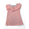 3-6M Coral & White Stripe Frill Detail T Shirt Dress - Edgars
