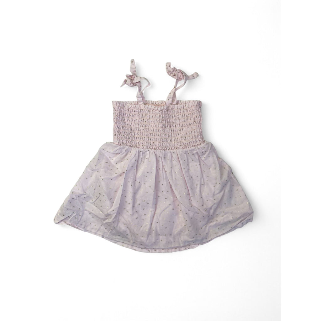 1-3M Pink & Silver Dotted Shirred Romper Dress - Woolworths
