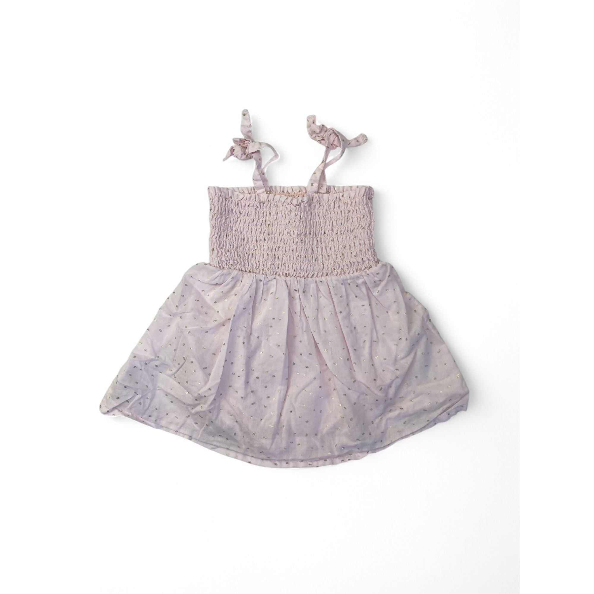 1-3M Pink & Silver Dotted Shirred Romper Dress - Woolworths