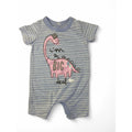 1-3M Light Blue Stripe Dinosaur Romper - Woolworths