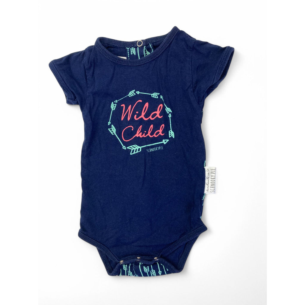3-6M Navy Blue Arrow "Wild Child" Bodysuit - Schnooky Pie