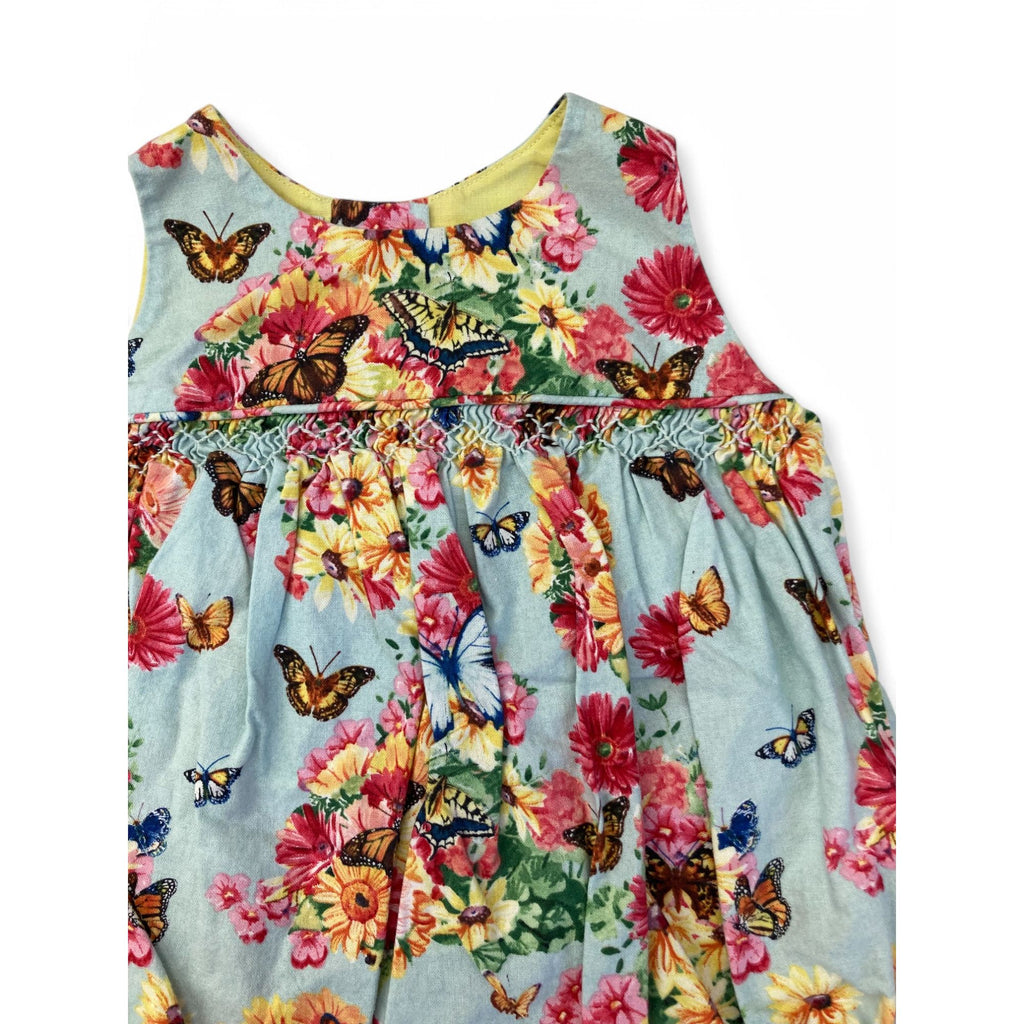 3-6M Light Blue Floral Butterfly Romper - Thistle & Tig