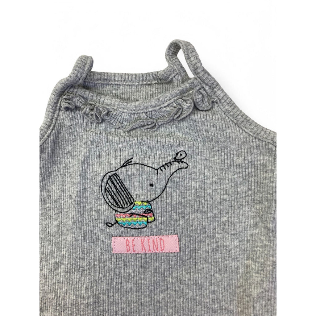 3-6M Grey Ribbed Strappy Bodysuit - Woolworths