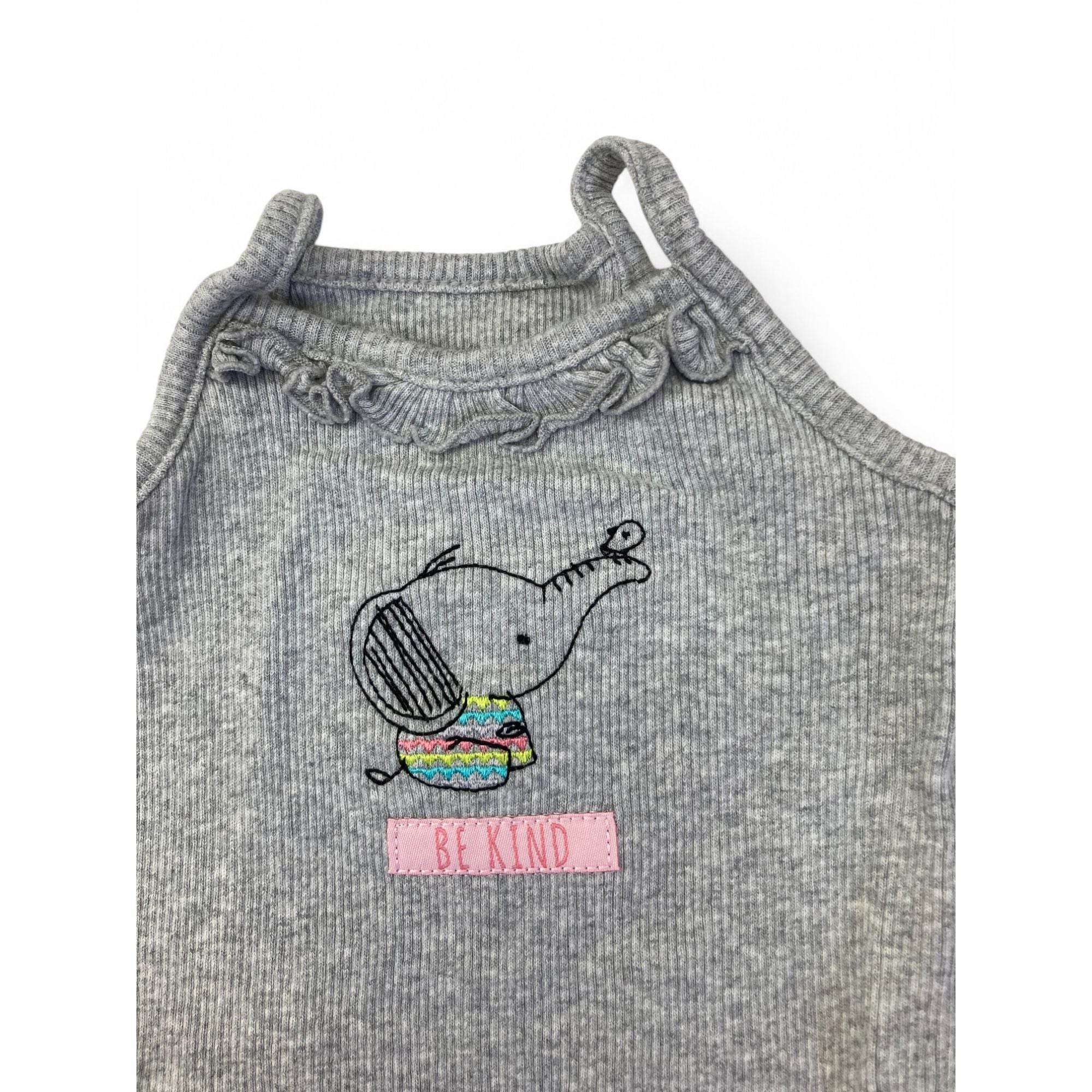 3-6M Grey Ribbed Strappy Bodysuit - Woolworths