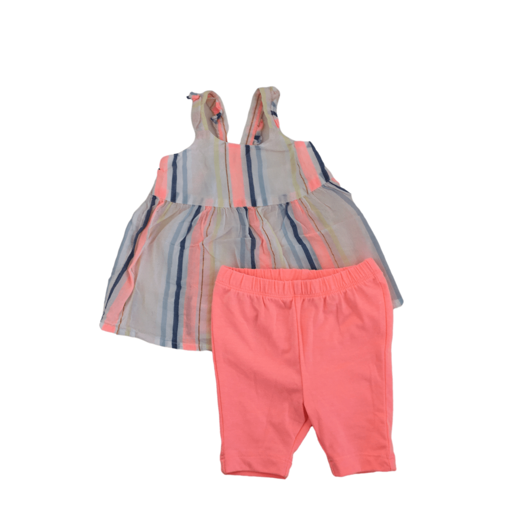 1-3M Coral Leggings & White Striped Ruffled Tunic - Woolworths
