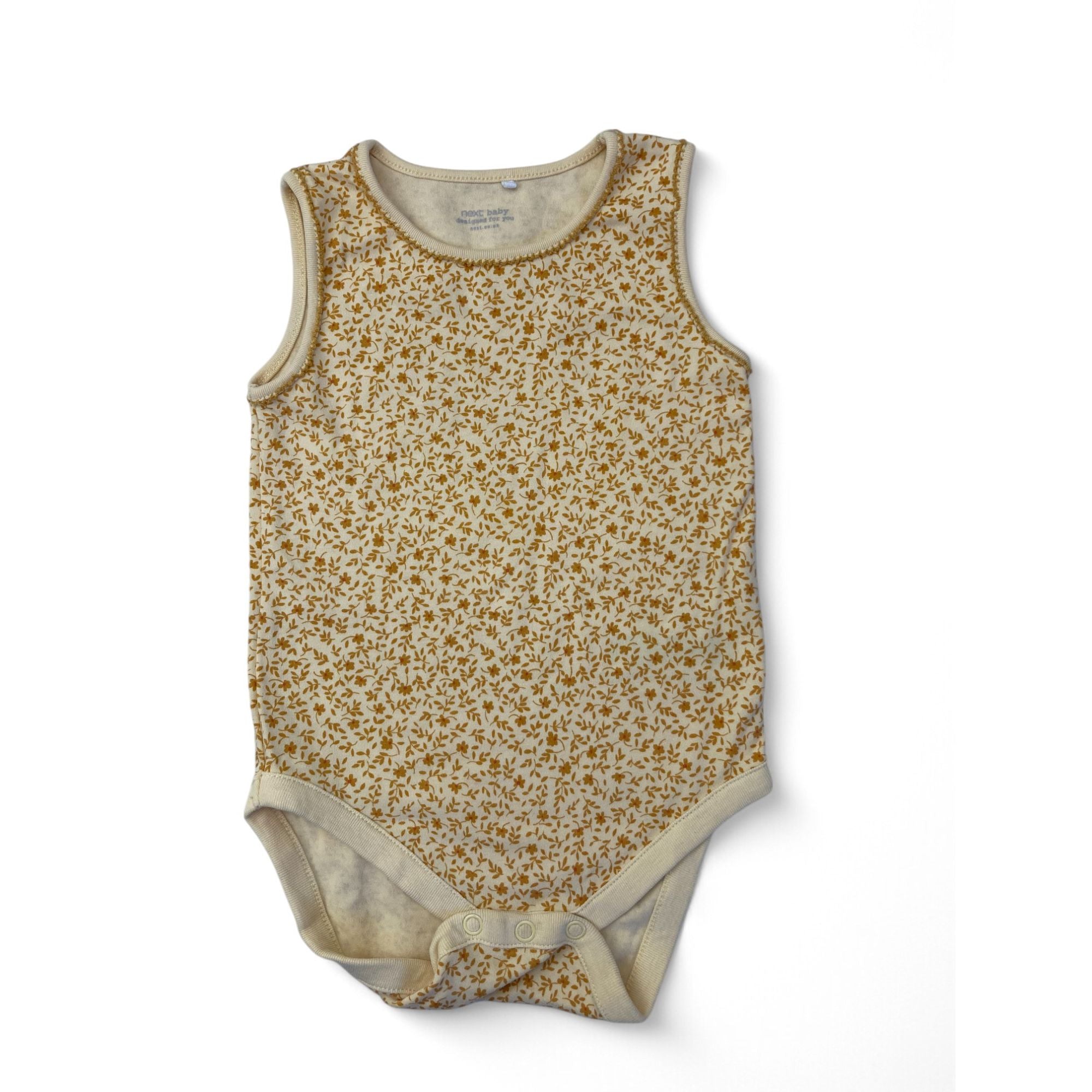 9-12M Light Yellow Vine Sleeveless Bodysuit - Next