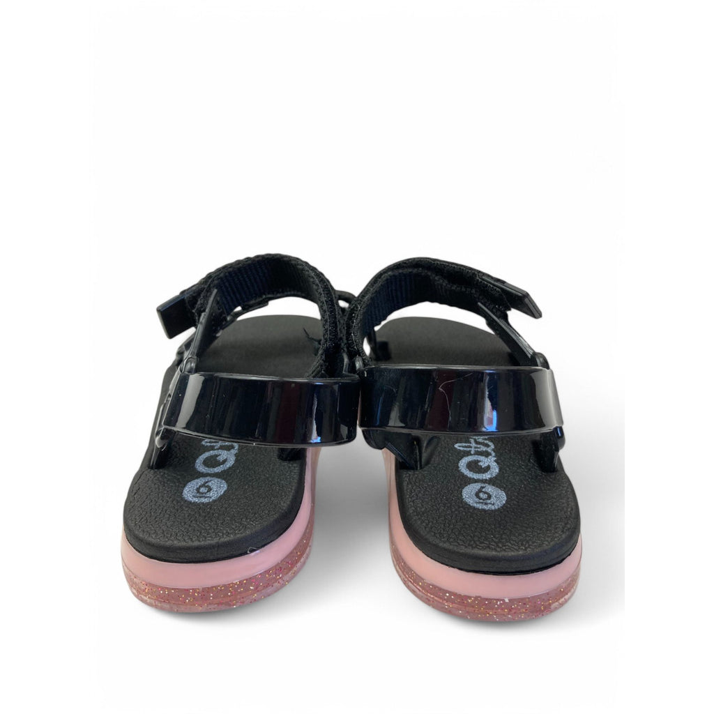 Size 6 - Black & Pink Double Strap Sandals - Qtee
