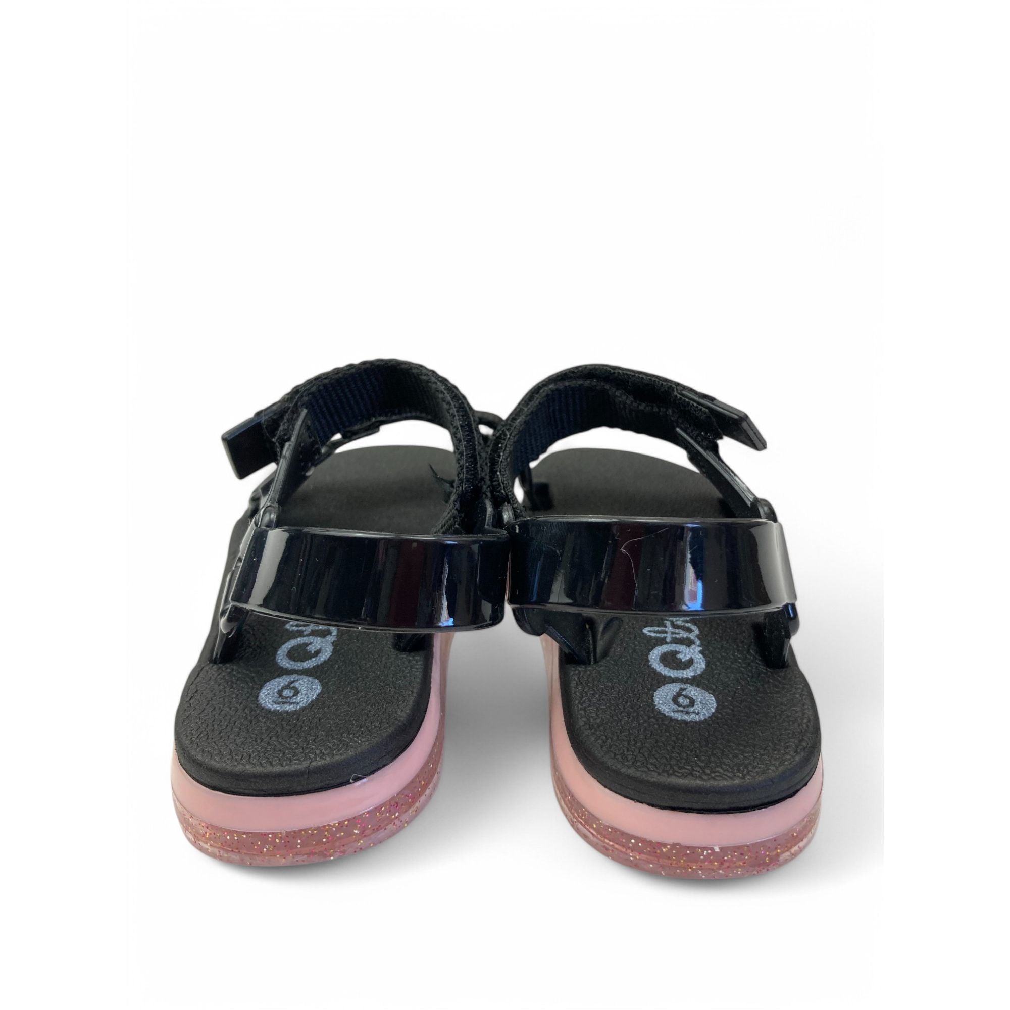 Size 6 - Black & Pink Double Strap Sandals - Qtee