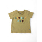 3-6M Muted Yellow "Little Cub" Tufted Logo T Shirt - Woolworths