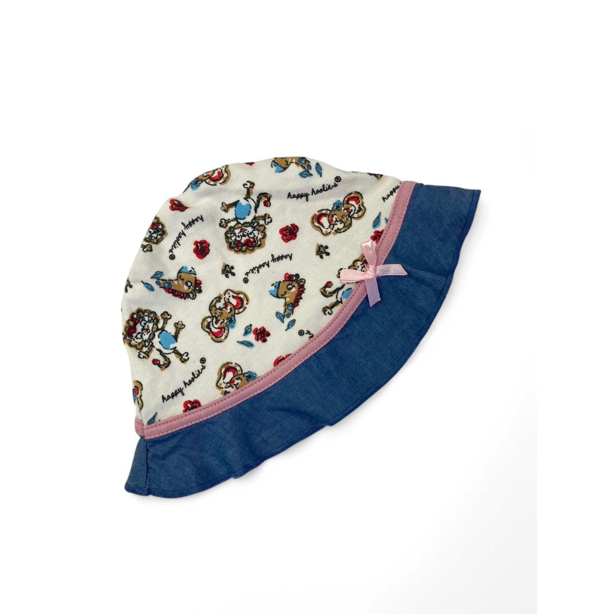 6-12M Cream Animal & Denim Sun Hat - Hooligans