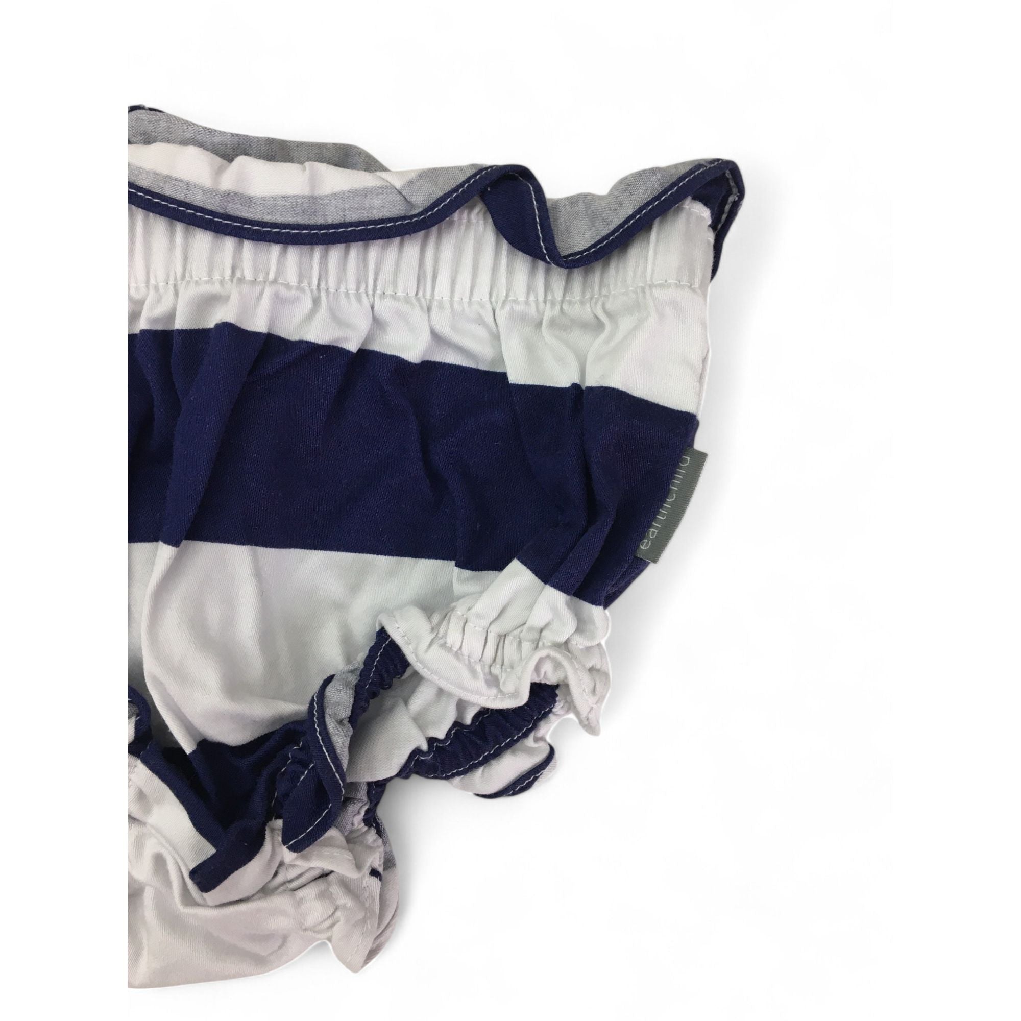 3-6M Navy Blue Stripe Paperbag Bloomer - Earthchild