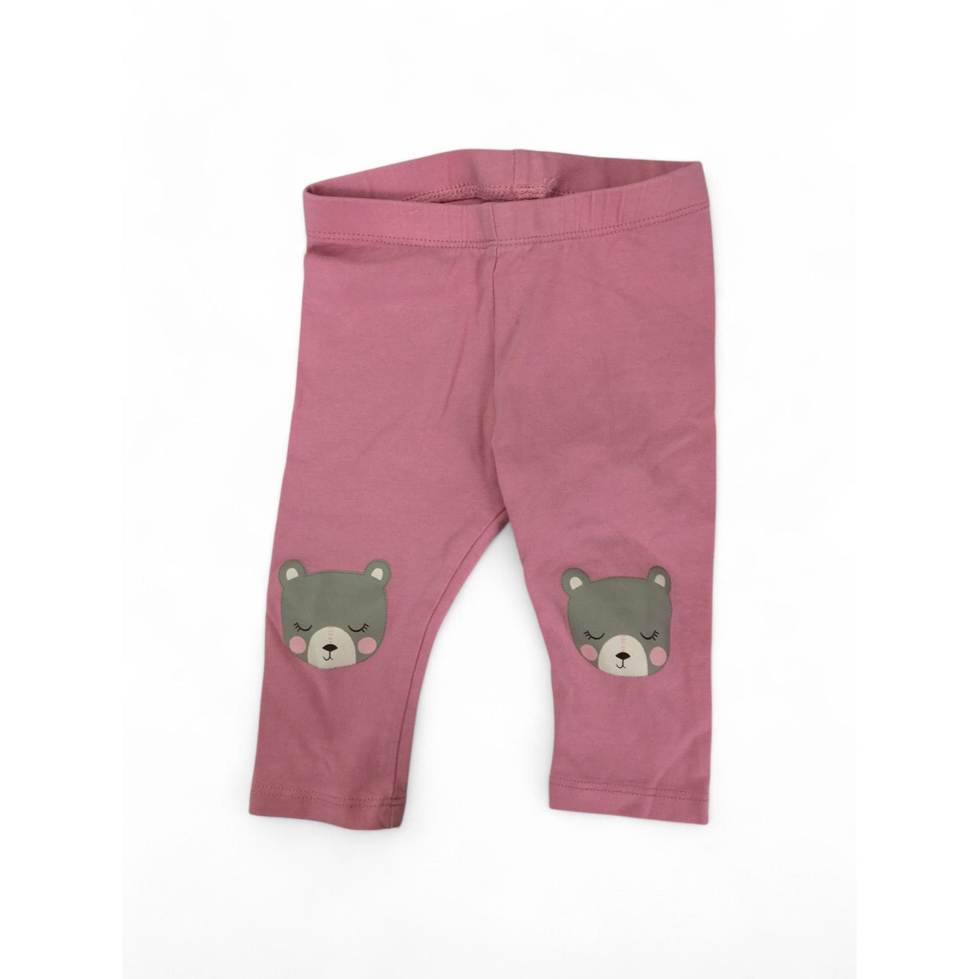 US 4-6M Dusty Pink Bear Knee Leggings - H&M