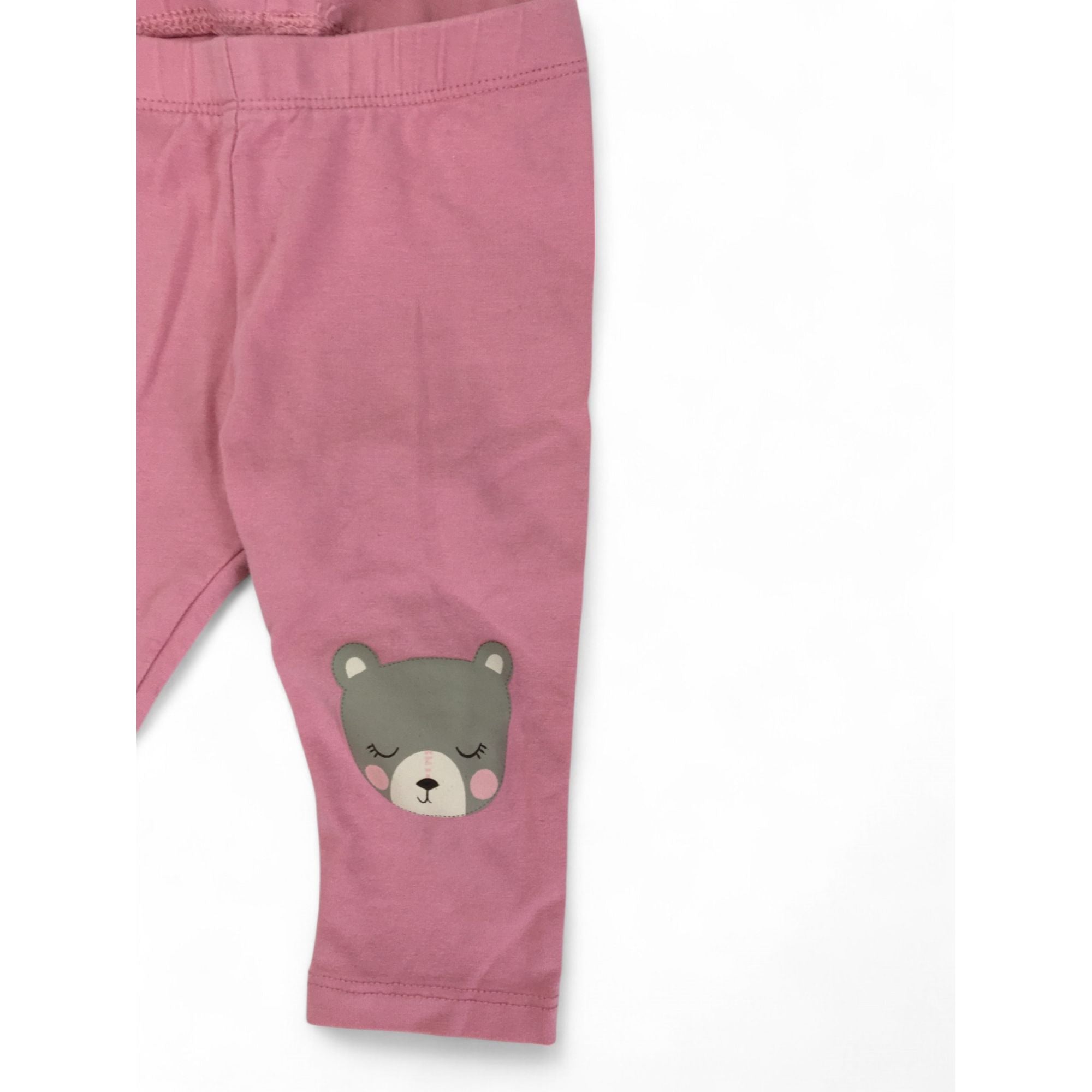 US 4-6M Dusty Pink Bear Knee Leggings - H&M