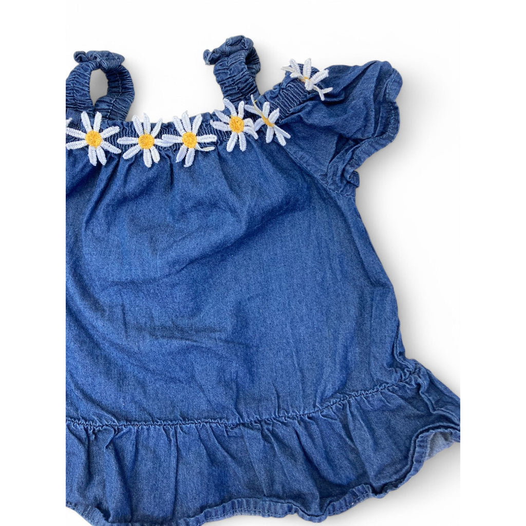 6-12M Blue Denim Daisy Cold Shoulder Top - Ackermans