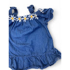 6-12M Blue Denim Daisy Cold Shoulder Top - Ackermans