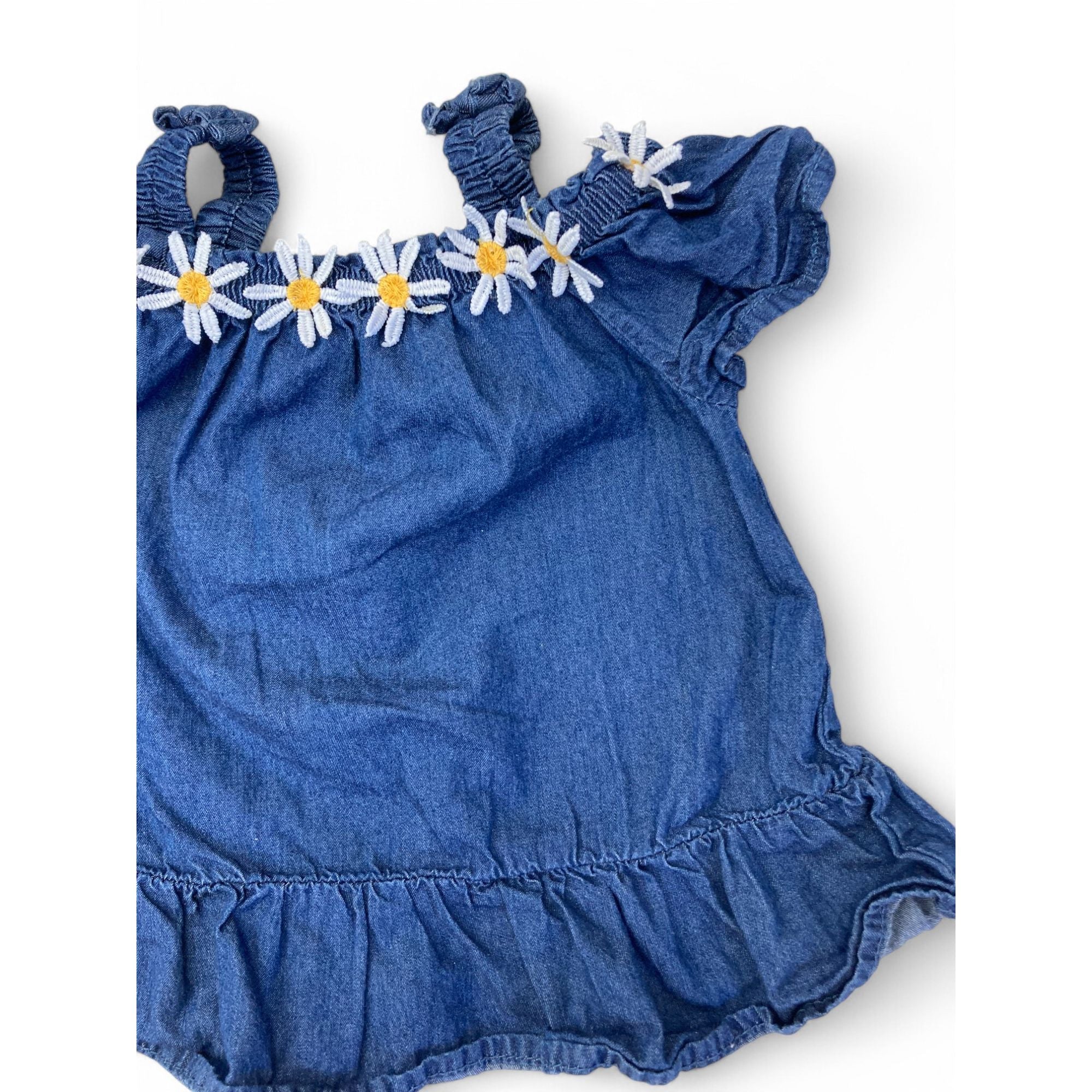 6-12M Blue Denim Daisy Cold Shoulder Top - Ackermans