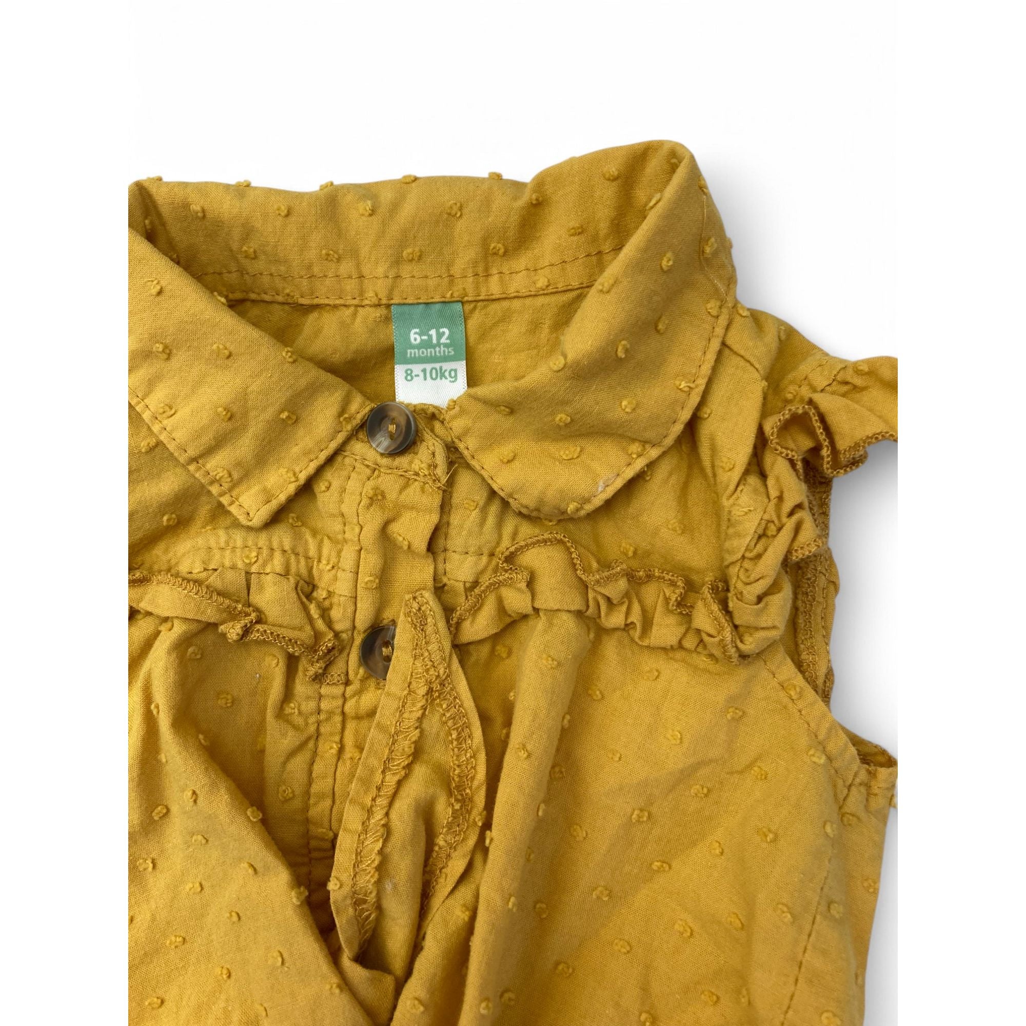 3-6M Mustard Pin Dot Tie Waist Blouse - Ackermans