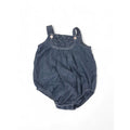 0-3M Blue Chambray Shirred Pinafore Romper - Miniclub