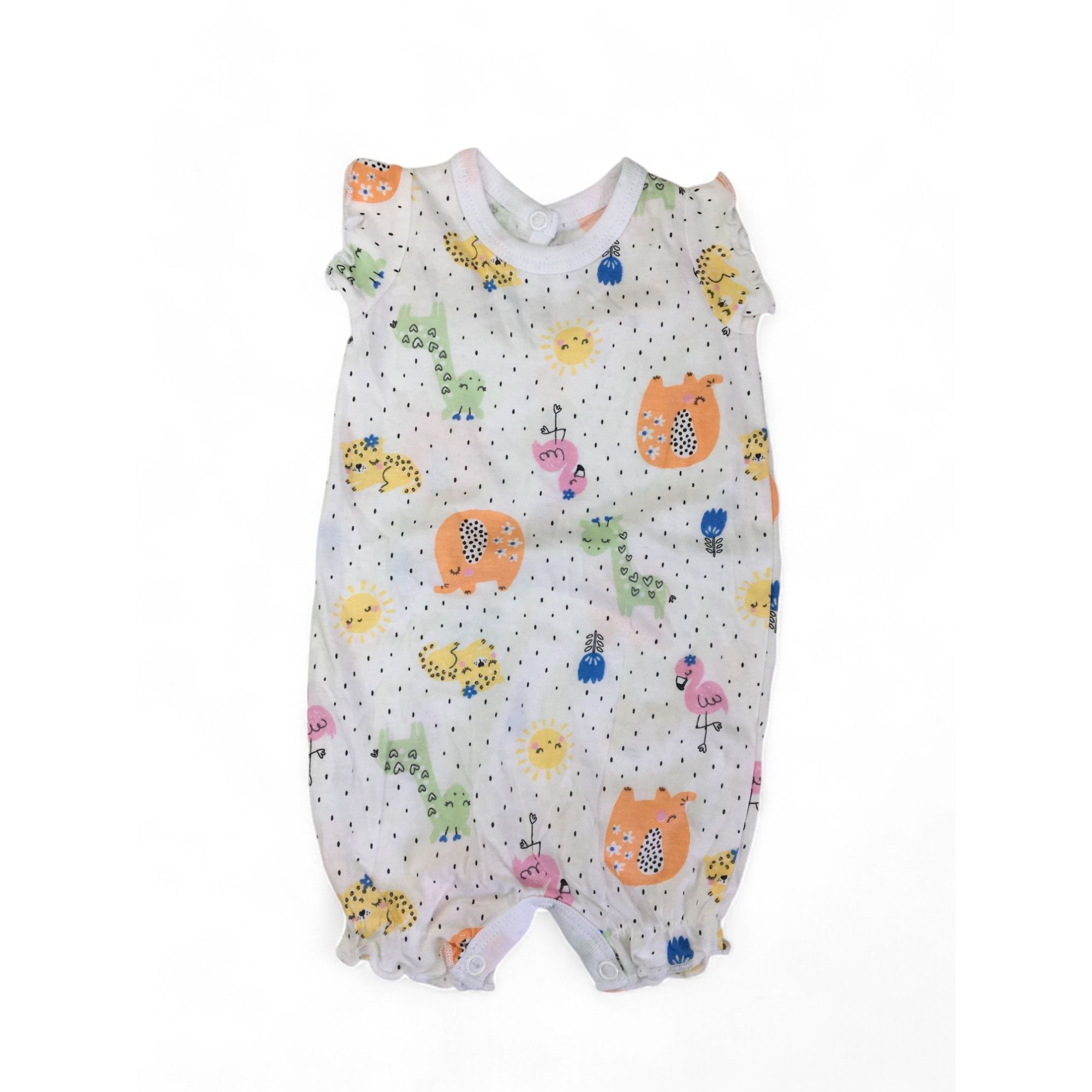 1-3M White Pastel Animal Dotted Romper - Woolworths