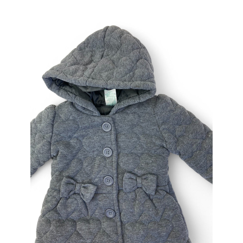 3-6M Grey Heart Quilted Hooded Jacket - Ackermans