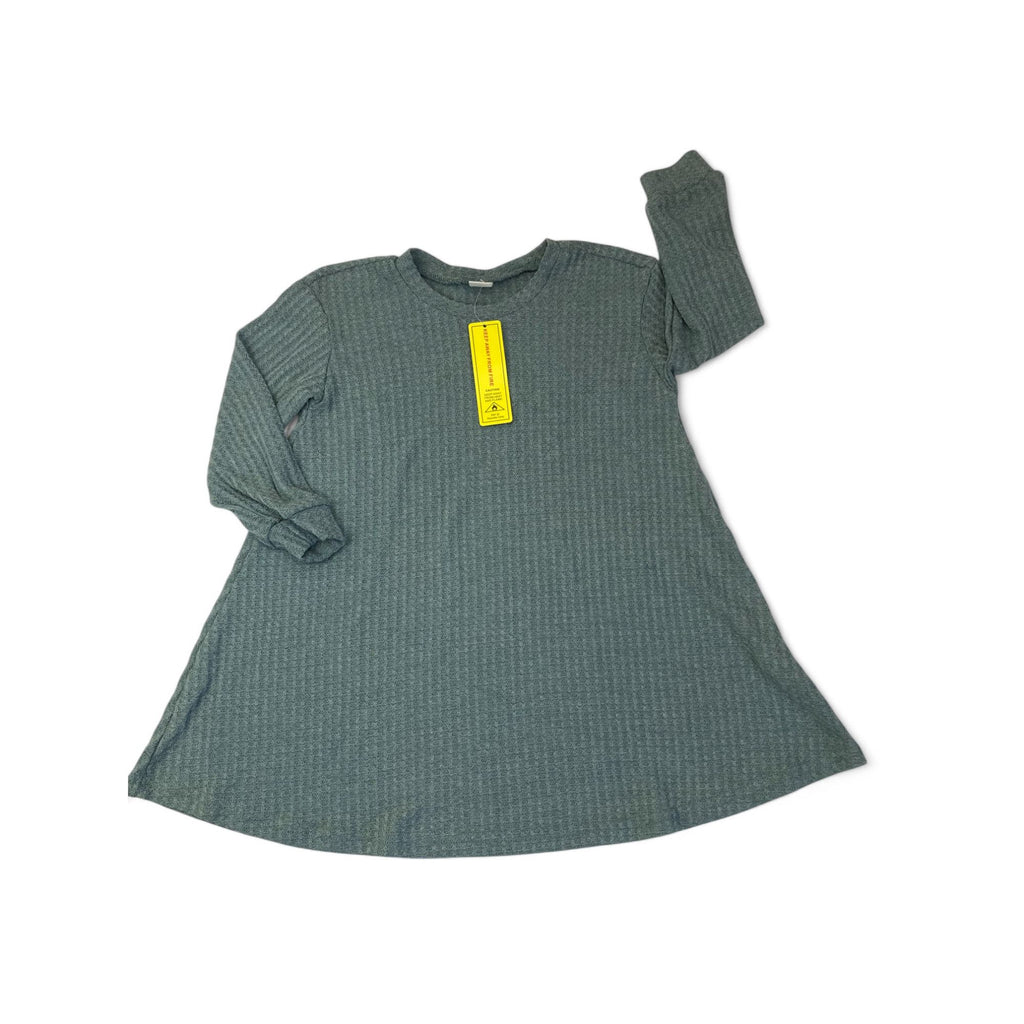 2-3Y Teal Waffle Knit Tunic Dress - Shein