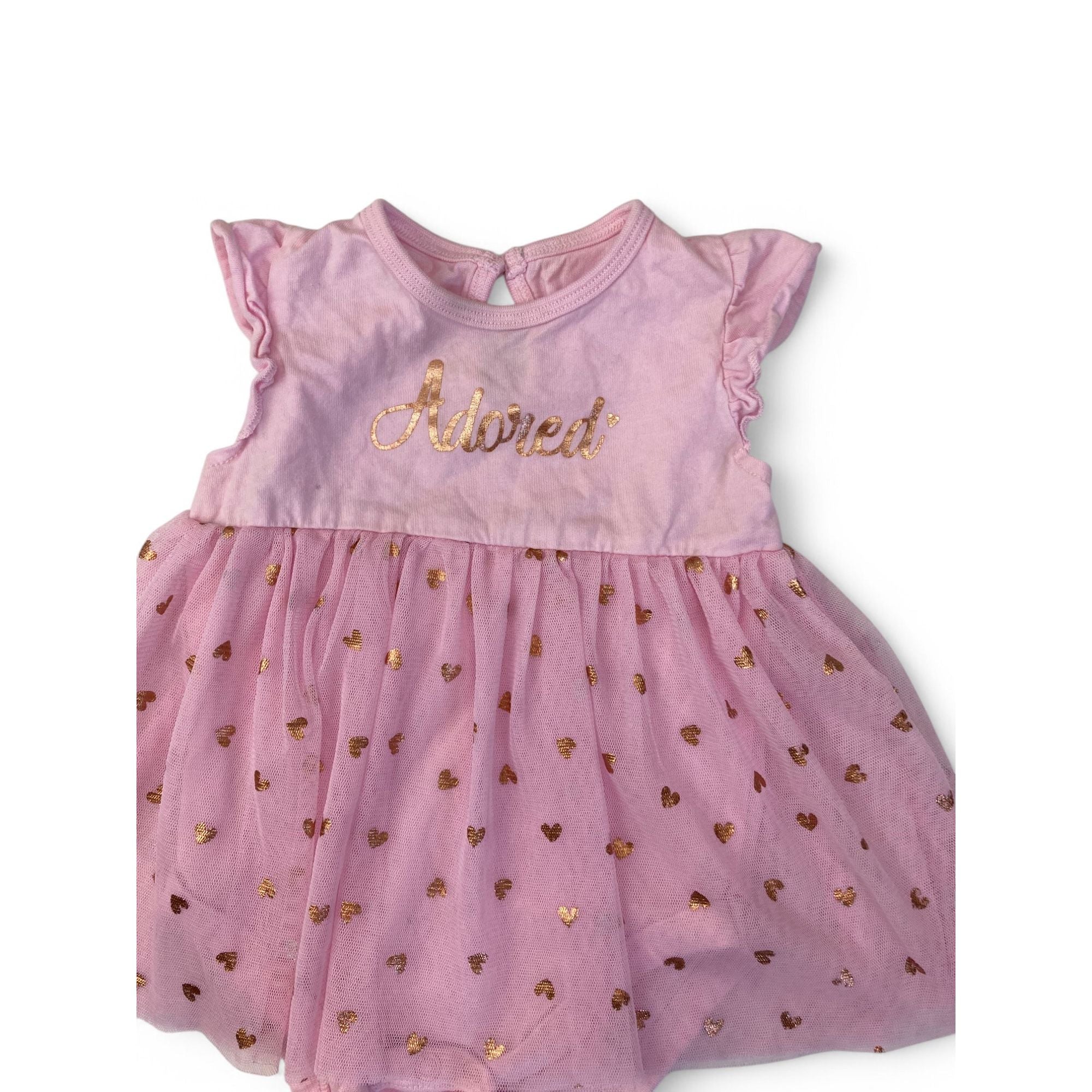 3-6M Light Pink & Rose Gold Tulle Romper - Woolworths