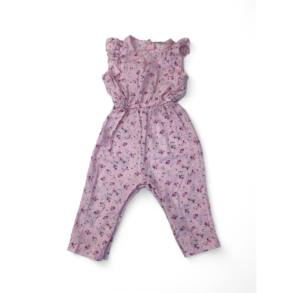 3-6M Light Pink Floral Easy Waist Jumpsuit - Clicks