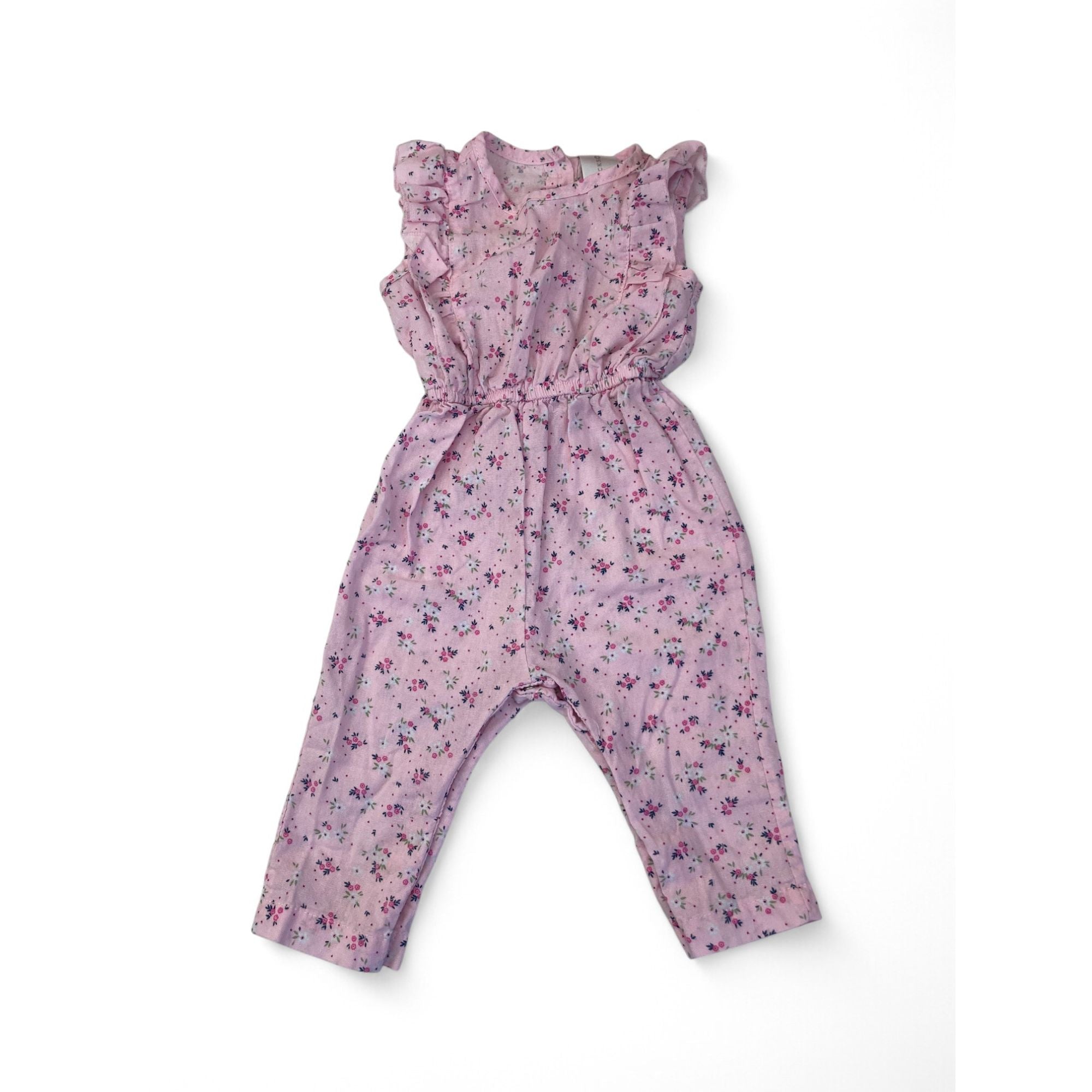 3-6M Light Pink Floral Easy Waist Jumpsuit - Clicks