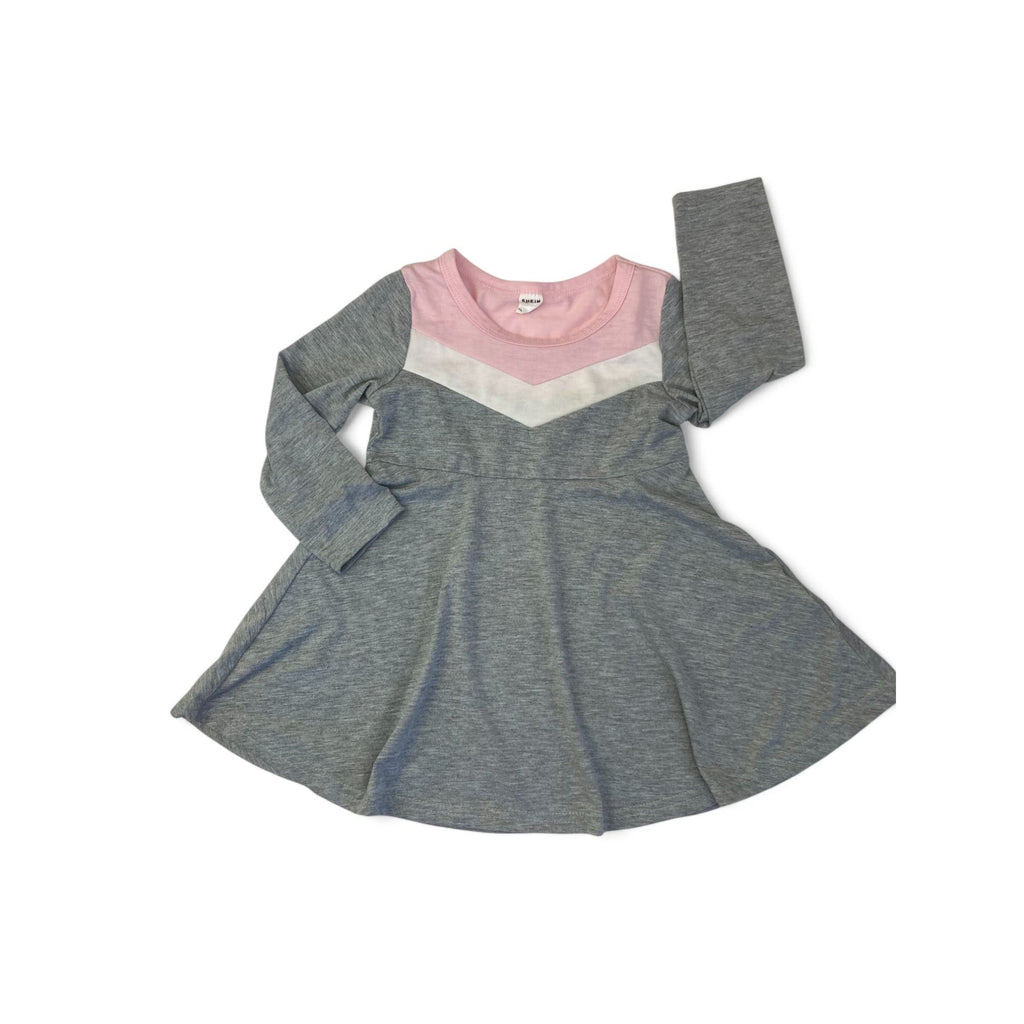 18-24M Grey & Pink Skater Dress - Shein