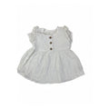 6-9M White Half Button Rayon Babydoll Top - OneTwoThree