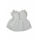 6-9M White Half Button Rayon Babydoll Top - OneTwoThree