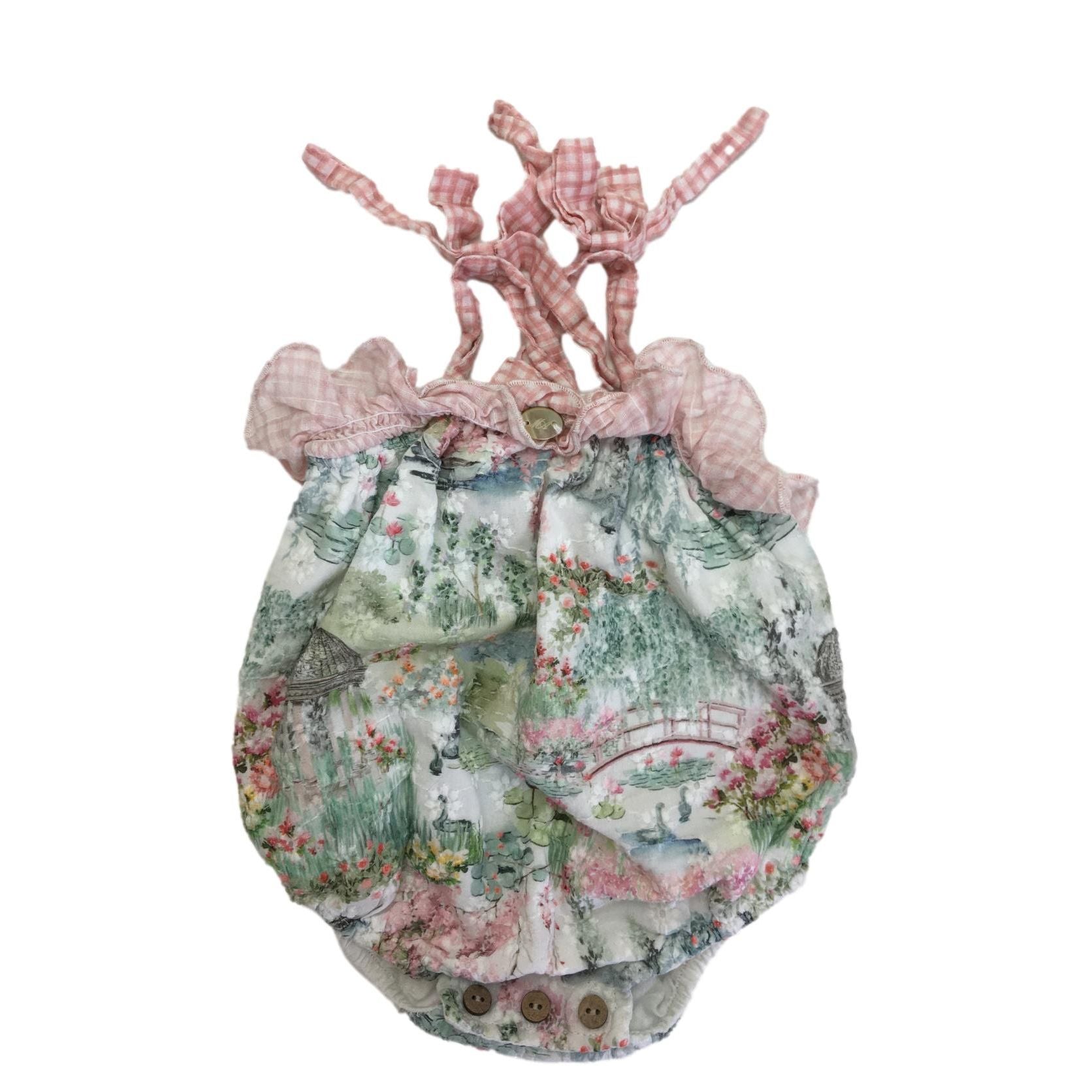 0-3M Mint & Pink Watercolour Romper - Marth Aranda