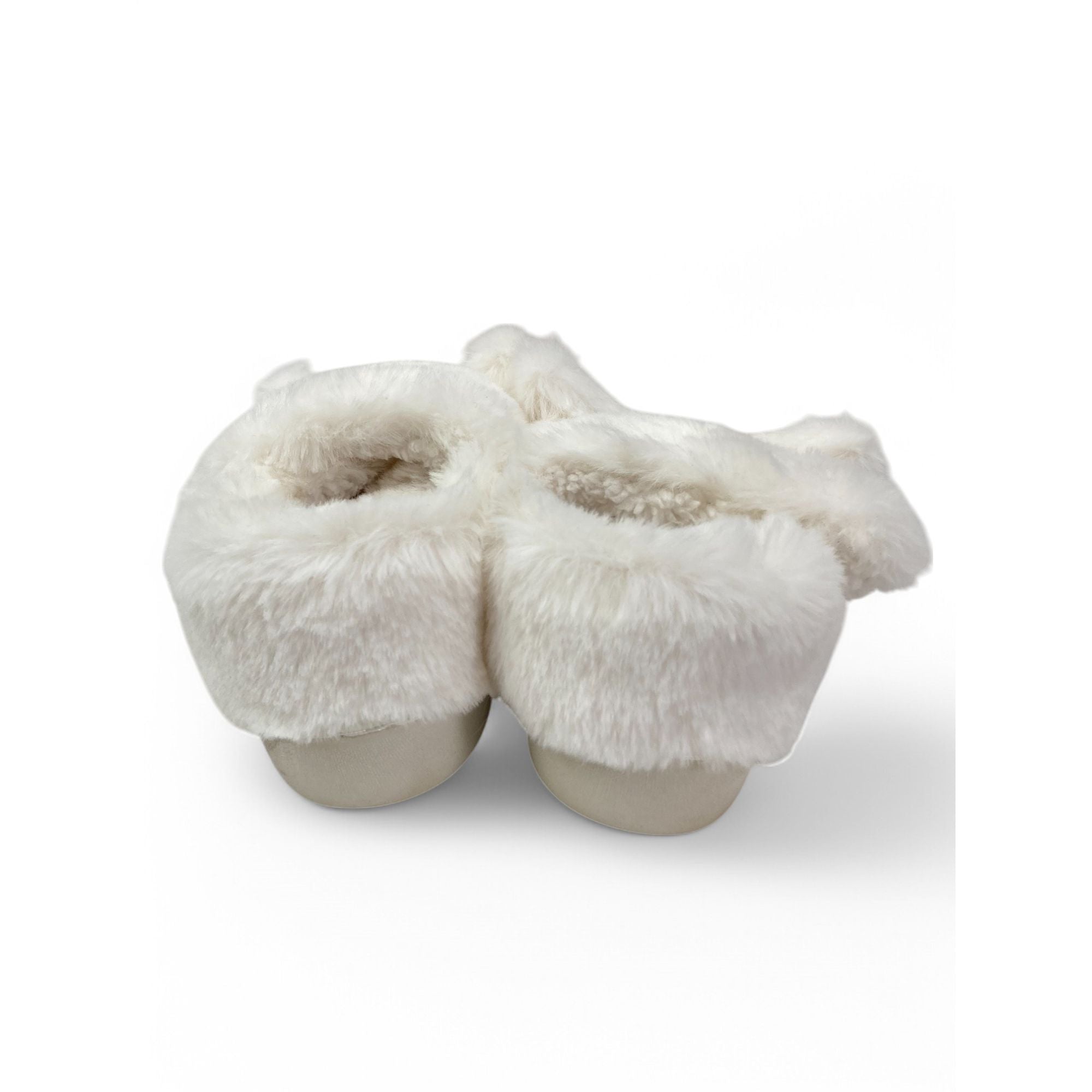 Size 7 - White Fleece Bunny Slippers