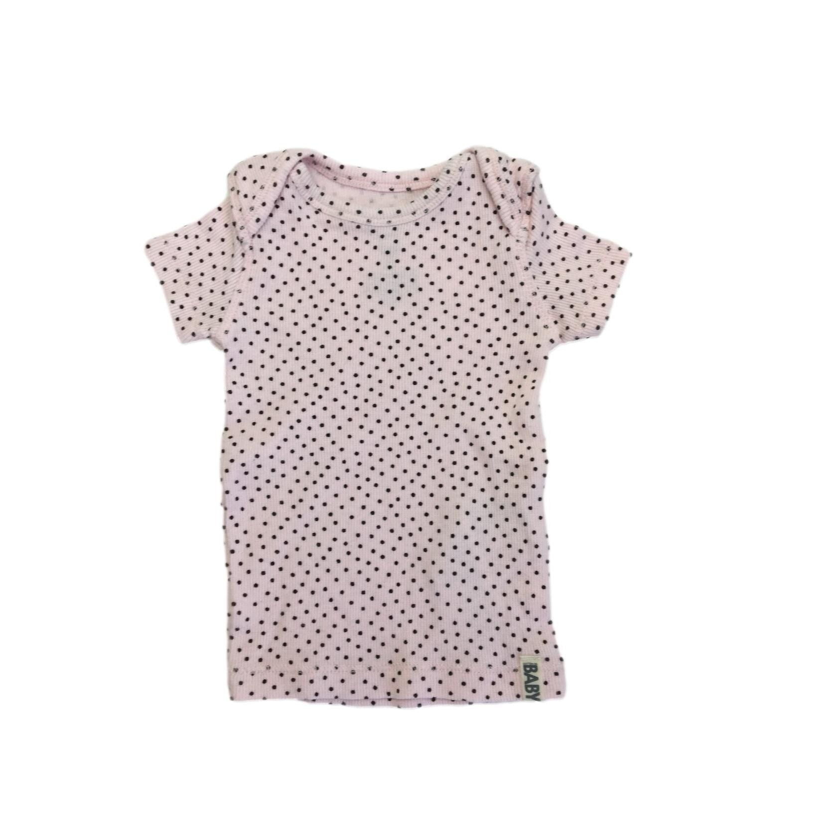3-6M Pink & Black Dotted Ribbed T-shirt - Cotton On