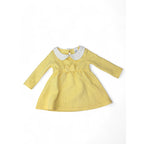 3-6M Yellow & White Peter Pan Collar Embossed Dress - Jet