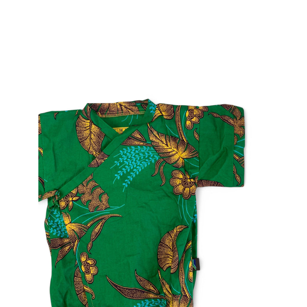 0-6M Green Shweshwe Side Tie Romper - Krag Drag