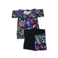 0-3M Purple & Black Stitch Top & Shorts set