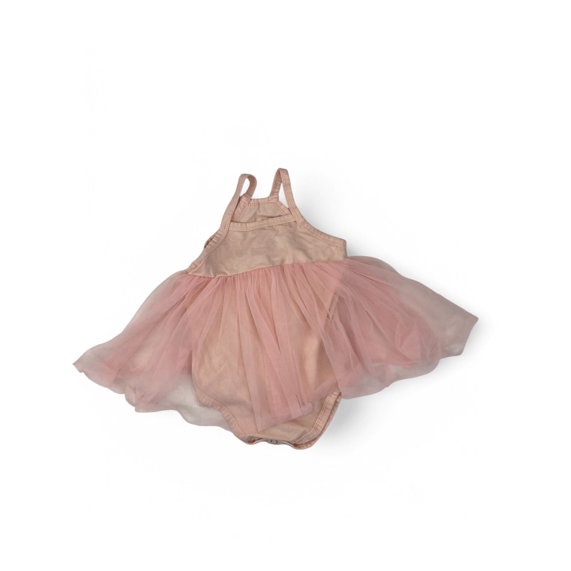 0-3M Light Pink Tulle Romper With Angel Wings