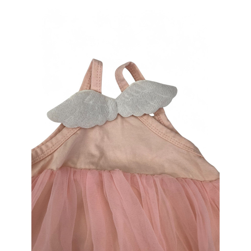 0-3M Light Pink Tulle Romper With Angel Wings