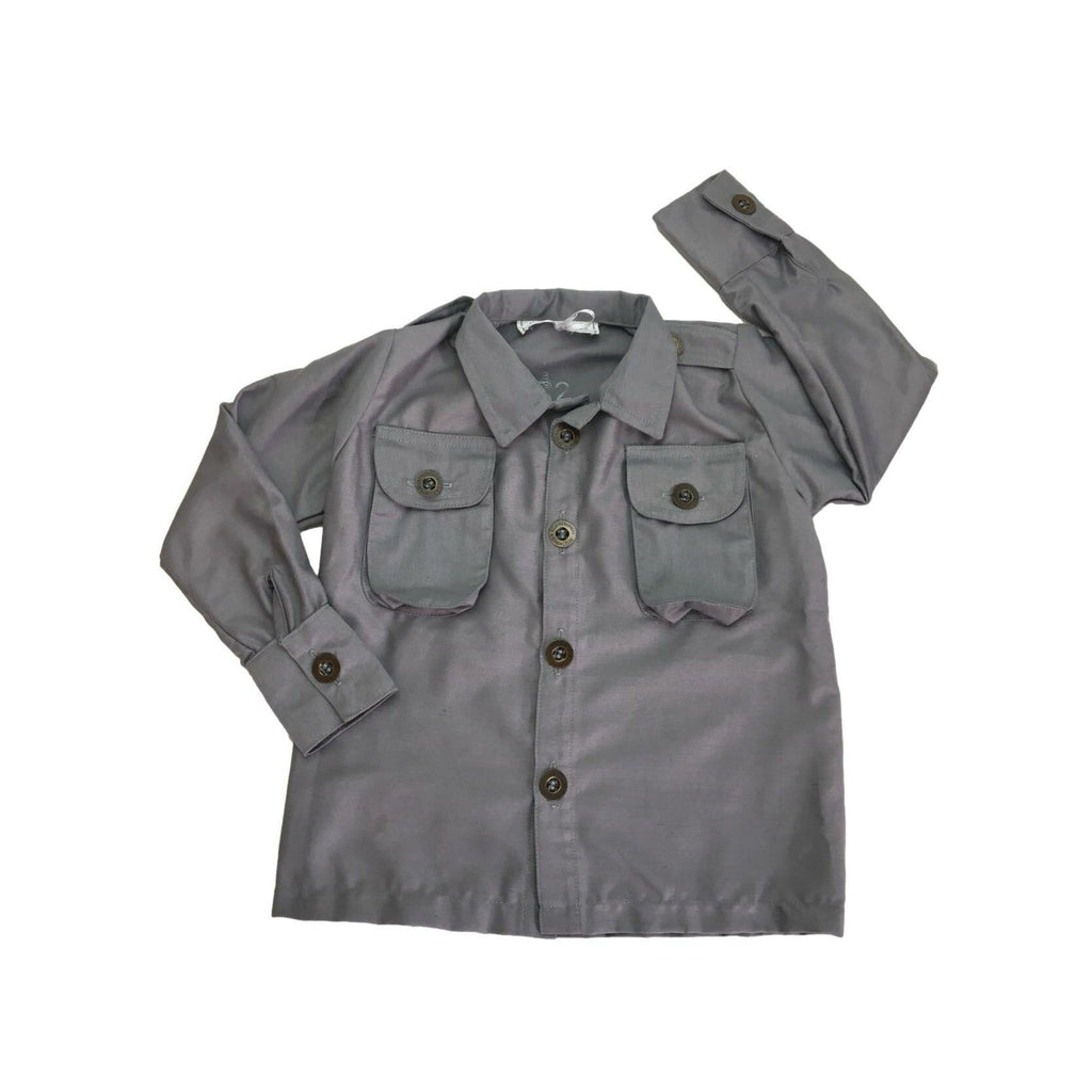 *NEW* 2Y Grey Pilot Flight Shirt Jacket - IndiKidual