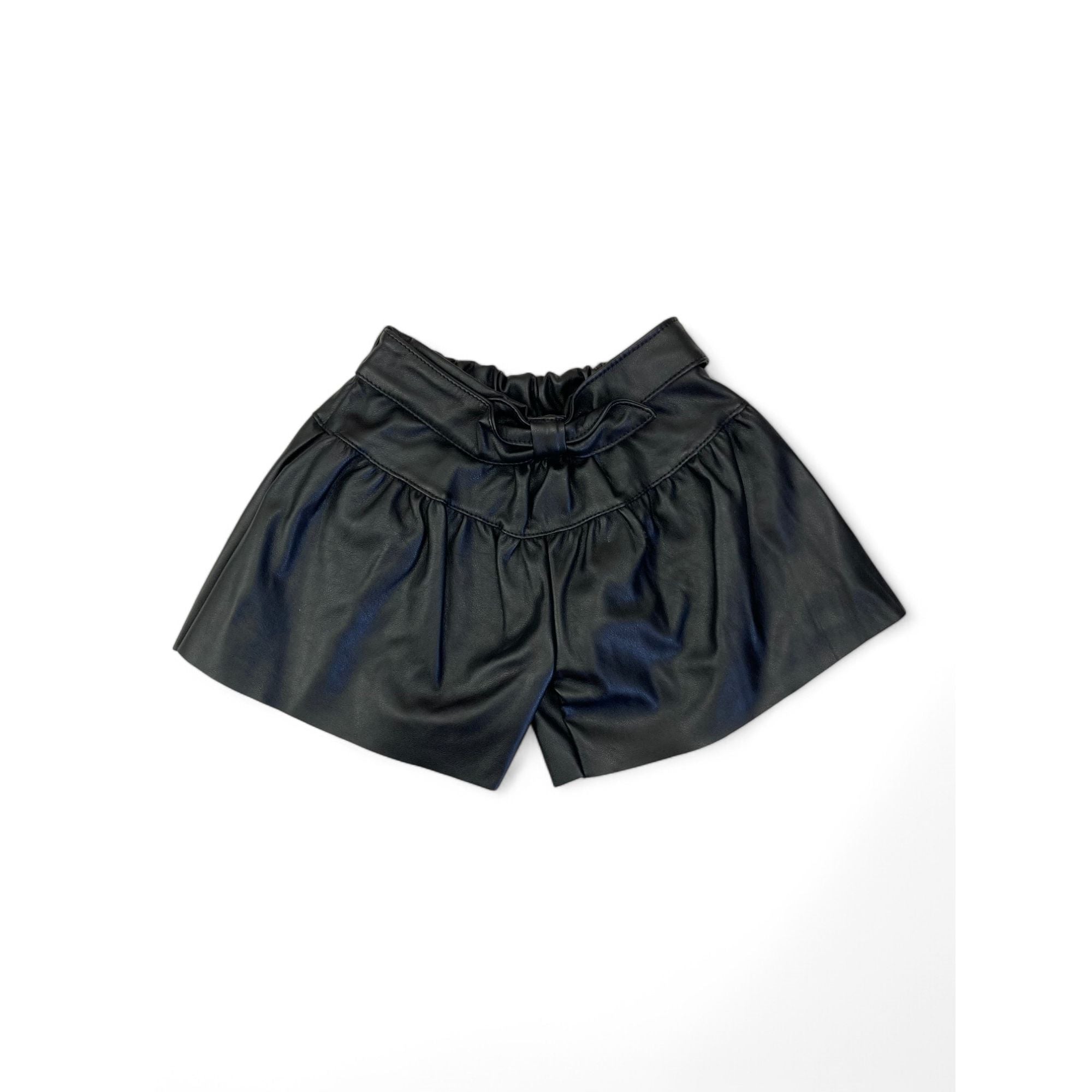 6-12M Black Pleather Wide Leg Shorts - Koco Bino