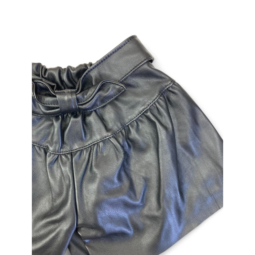 6-12M Black Pleather Wide Leg Shorts - Koco Bino