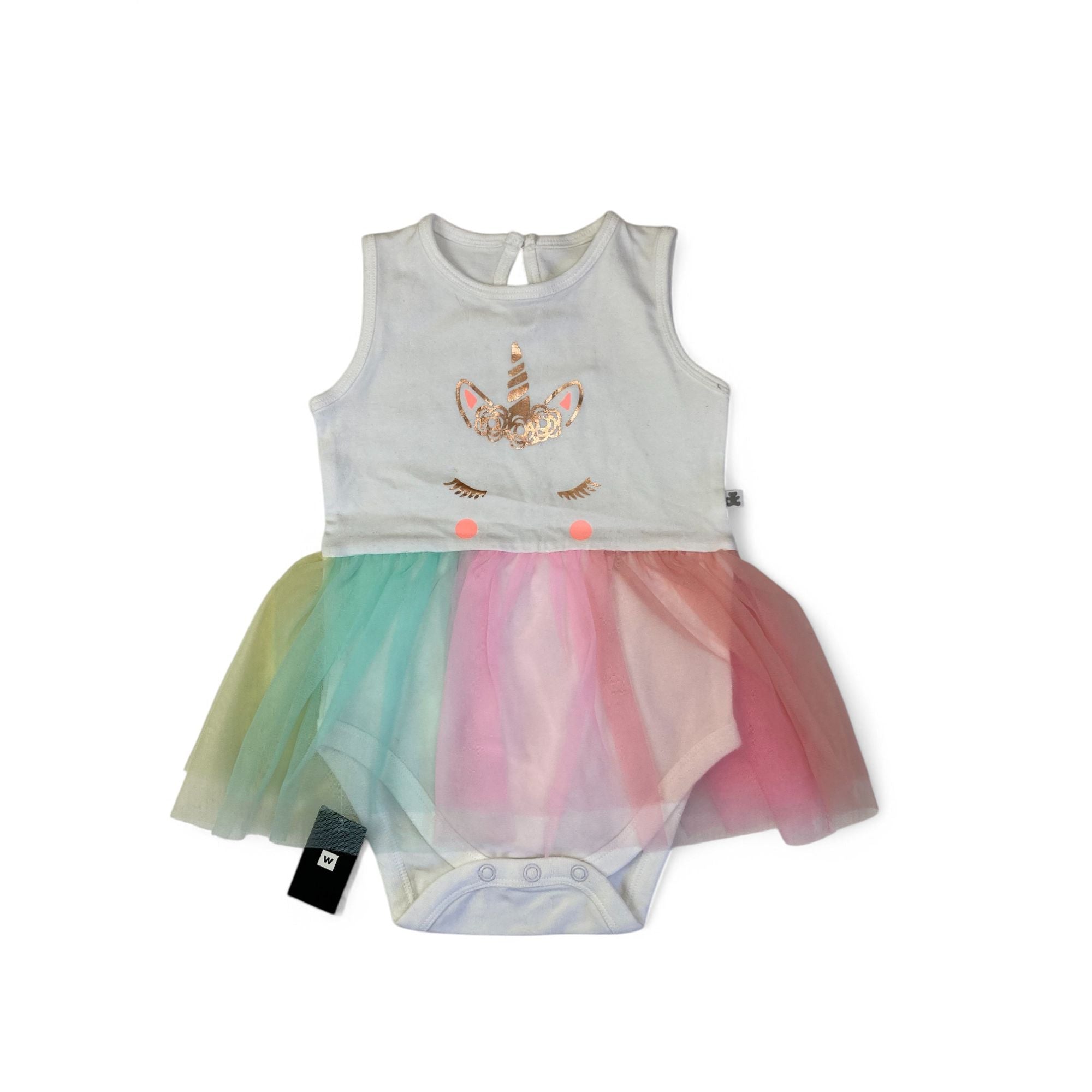 12-18M White & Pastel Tulle Unicorn Romper Dress - Woolworths